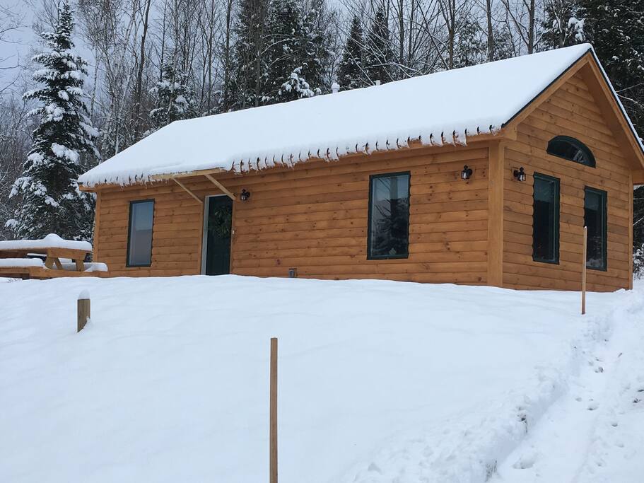 Cozy winter cabin in Vermont.