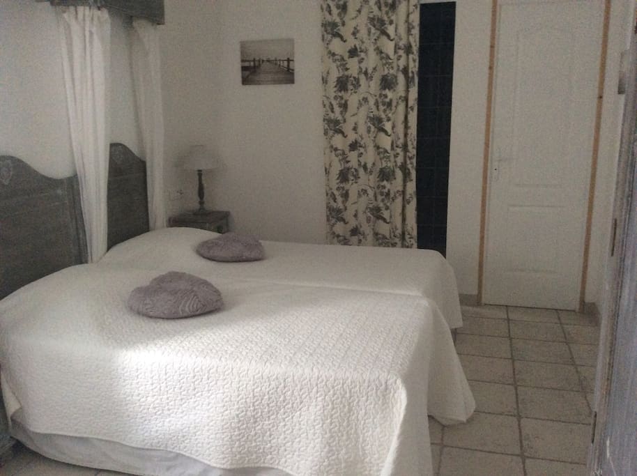 La chambre est équipé d'une douche à l'italienne avec wc séparer avec télévision