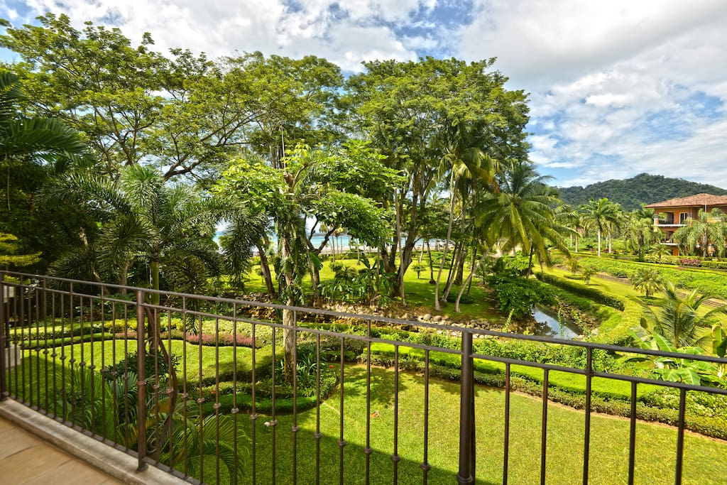 Balcony with view of greens.