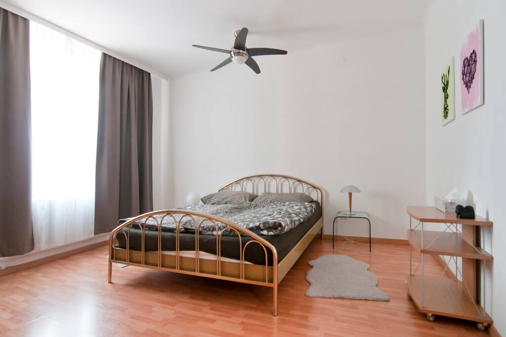 the extra ceiling fan guarantees the circulation of the air even when the windows are shut