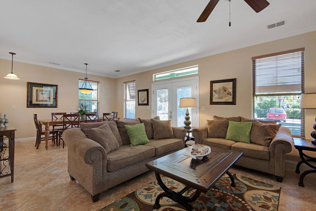 1st floor open living and dining area. Living room on 2nd floor too w/ wet bar
