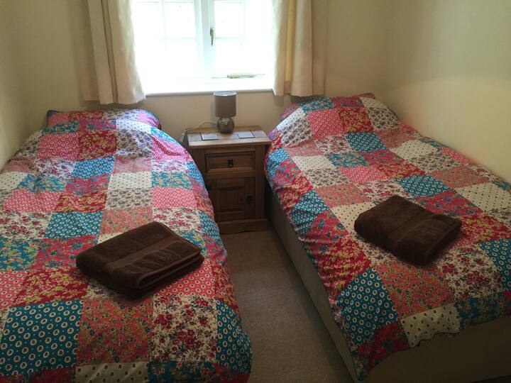 Dormitorio trasero con camas individuales de 3 pies (armario empotrado)