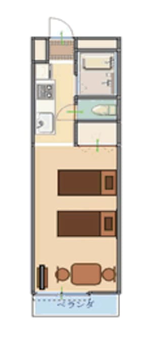 Twin-type Unit Layout (comes with 2 single size beds , and 1 dinning set)
