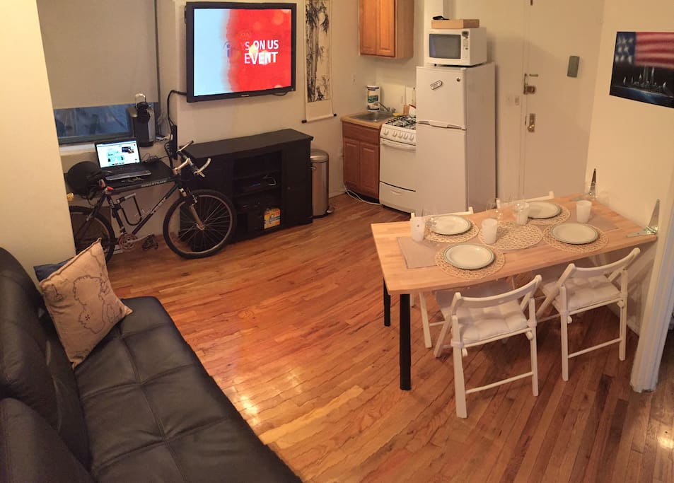 Living Room with Butcher Block Table Seating.