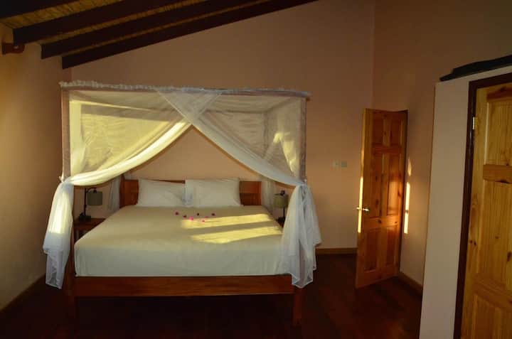 Cama tamaño king con dosel