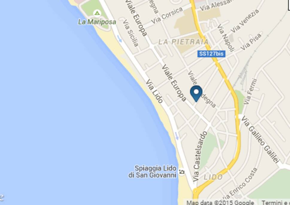 location via carbonia near to lido beach