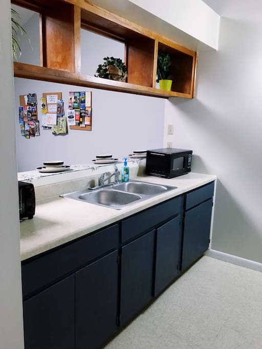 Our full size kitchen has all the appliances you need for a comfortable stay--microwave, toaster oven, coffeemaker, blender, etc.