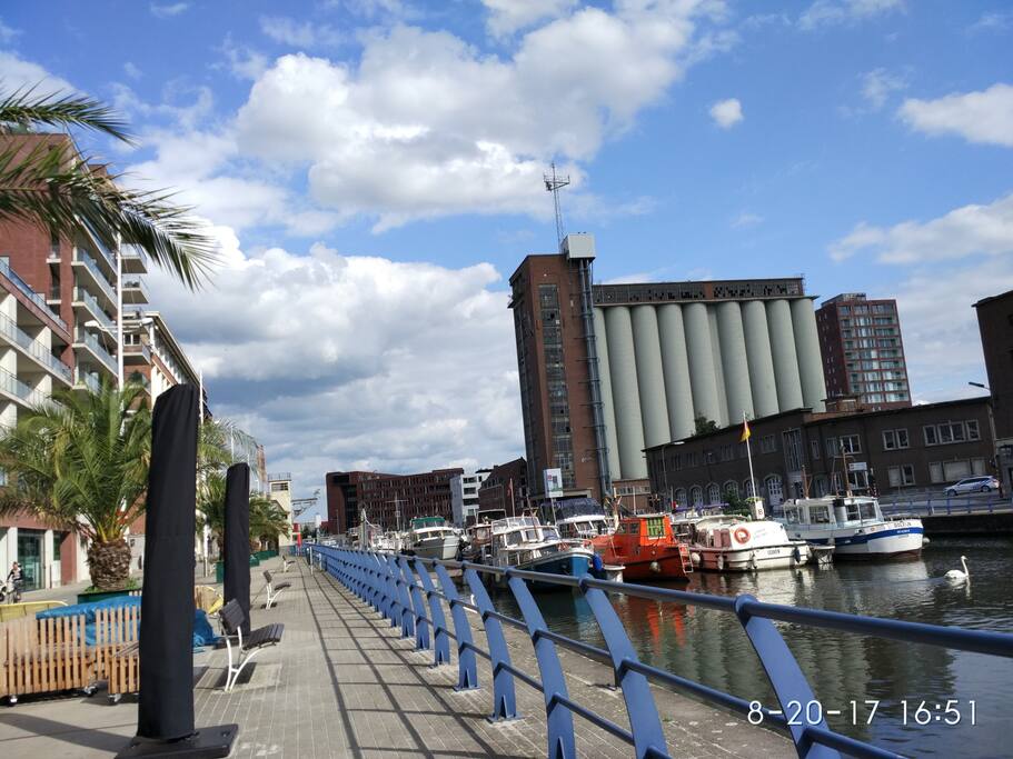 Nearby beer factory Stella Artois Brewery and canal