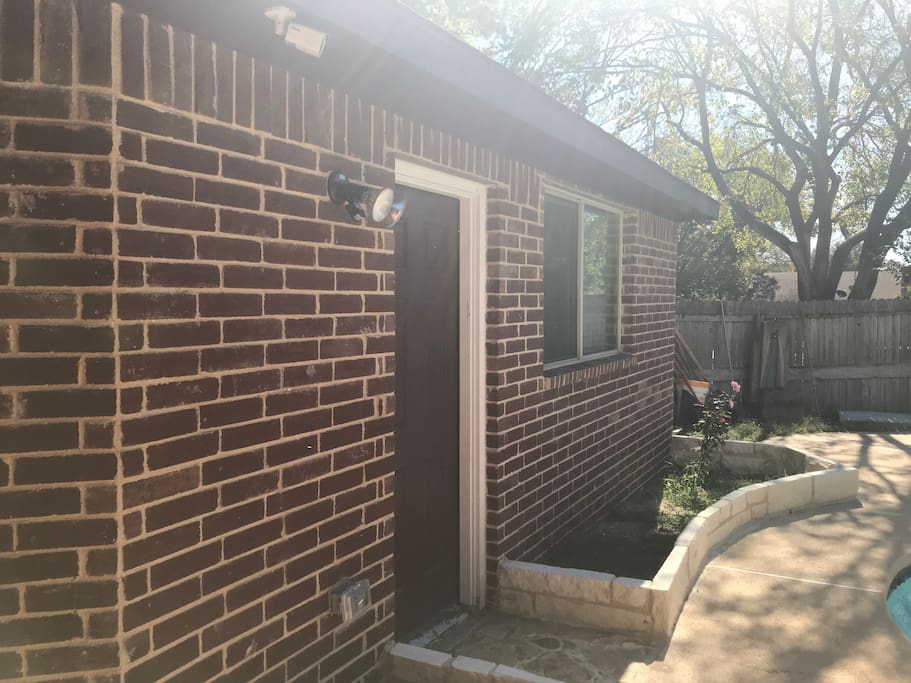 Private entrance into garage