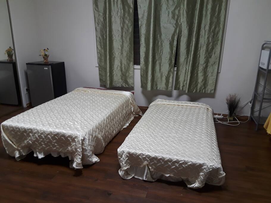 beds, mini-fridge
