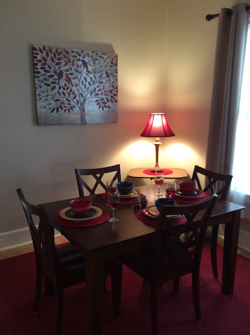 Enjoy a meal and a glass of wine, in our dining room
