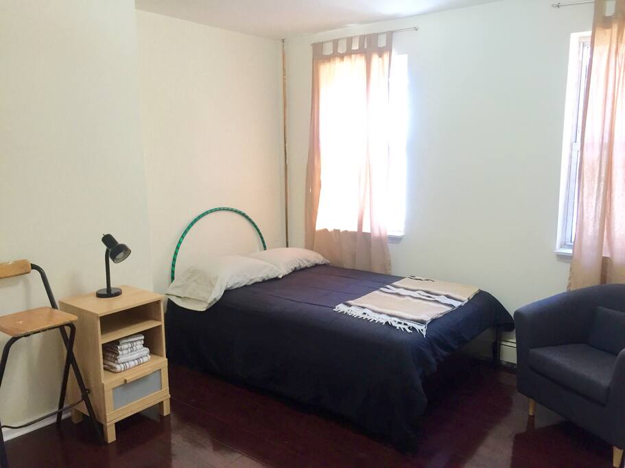 Full-size bed and a real closet. That's unusual in Brooklyn.