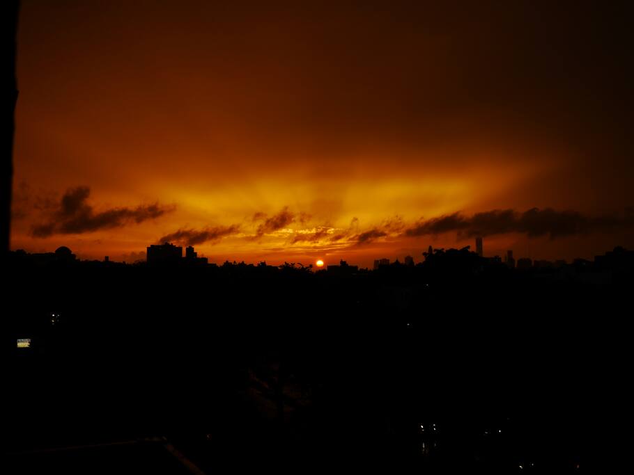Sunset and view to the west.