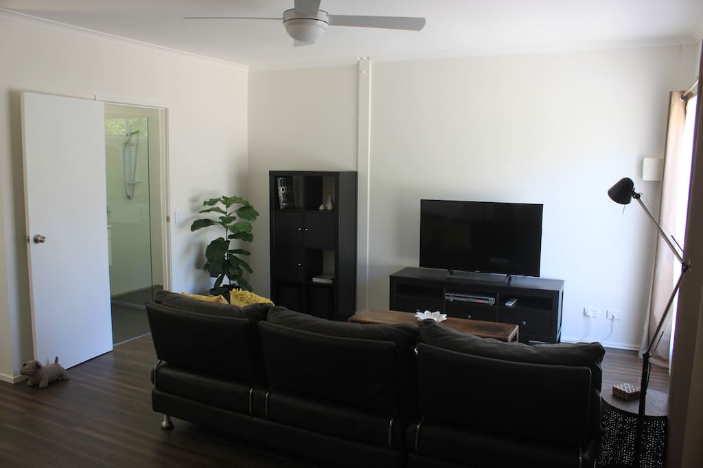 The apartment has comfortable seating with TV and DVD player,