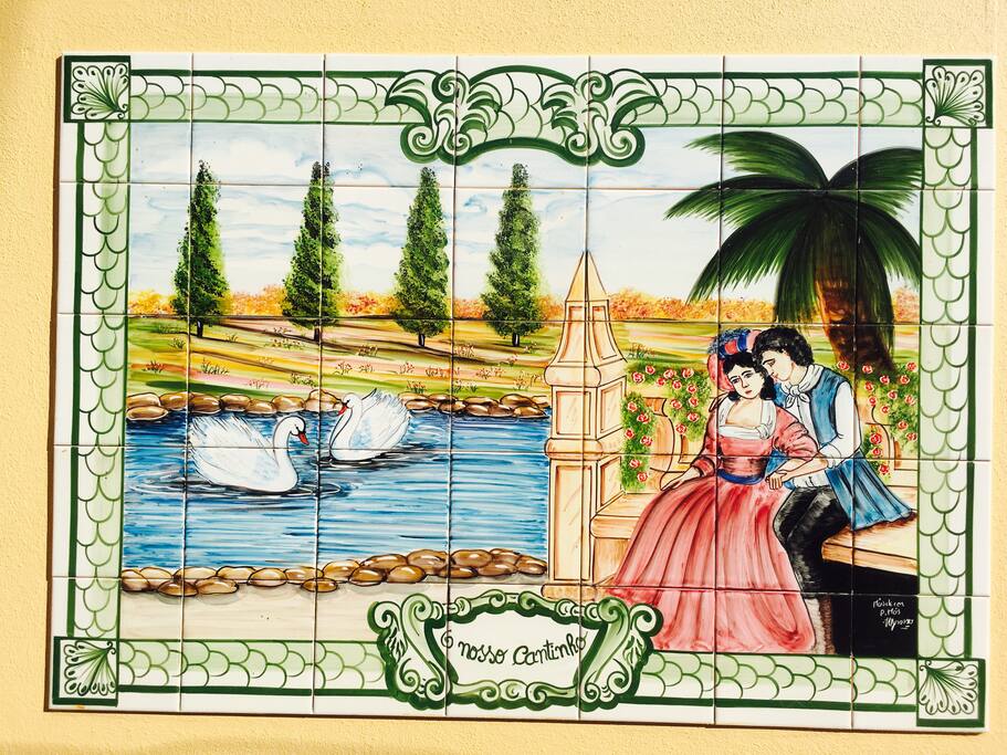 Personal tile painting "Nosso Cantinho"