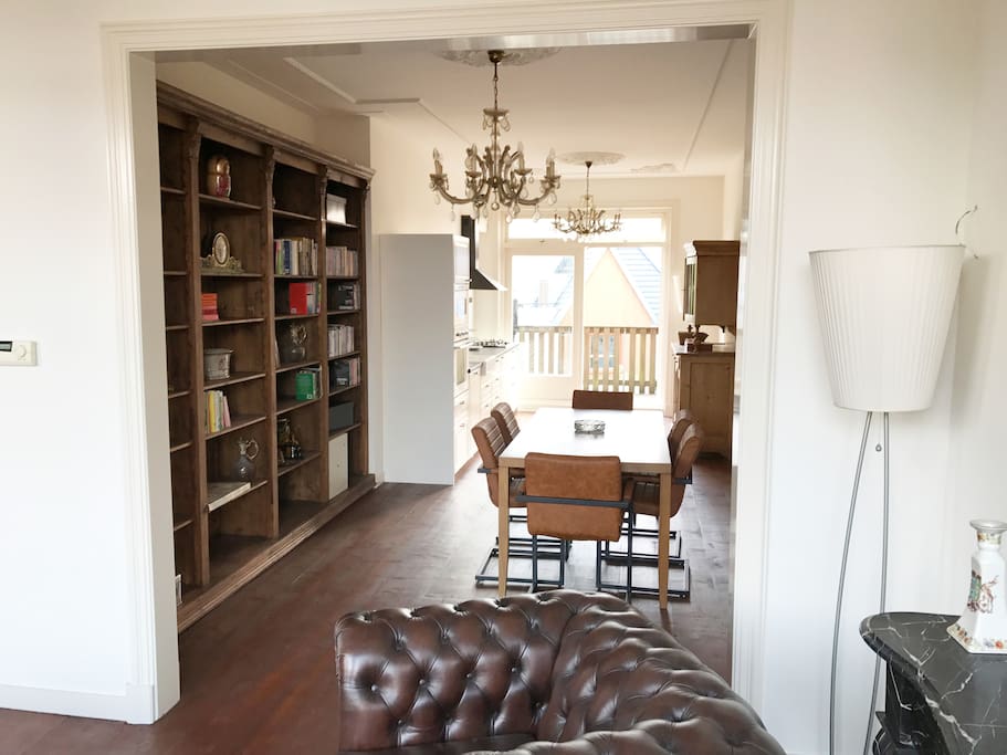 Kitchen, dining room and balcony