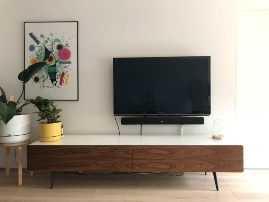 Large smart TV with sound bar - complete with apple TV
