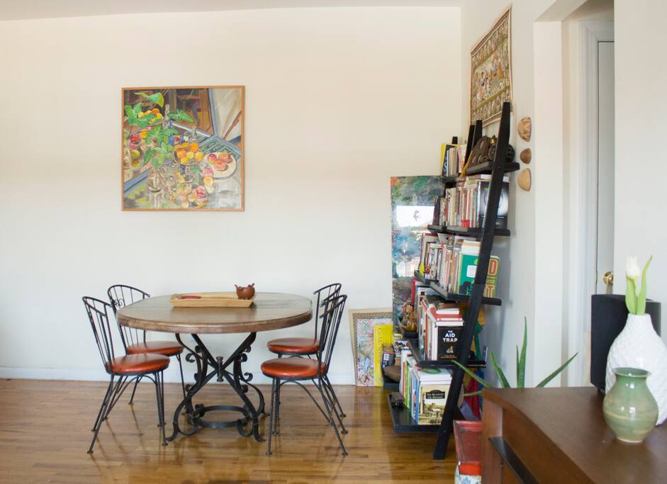A dining table. We have 2 additional folding chairs.