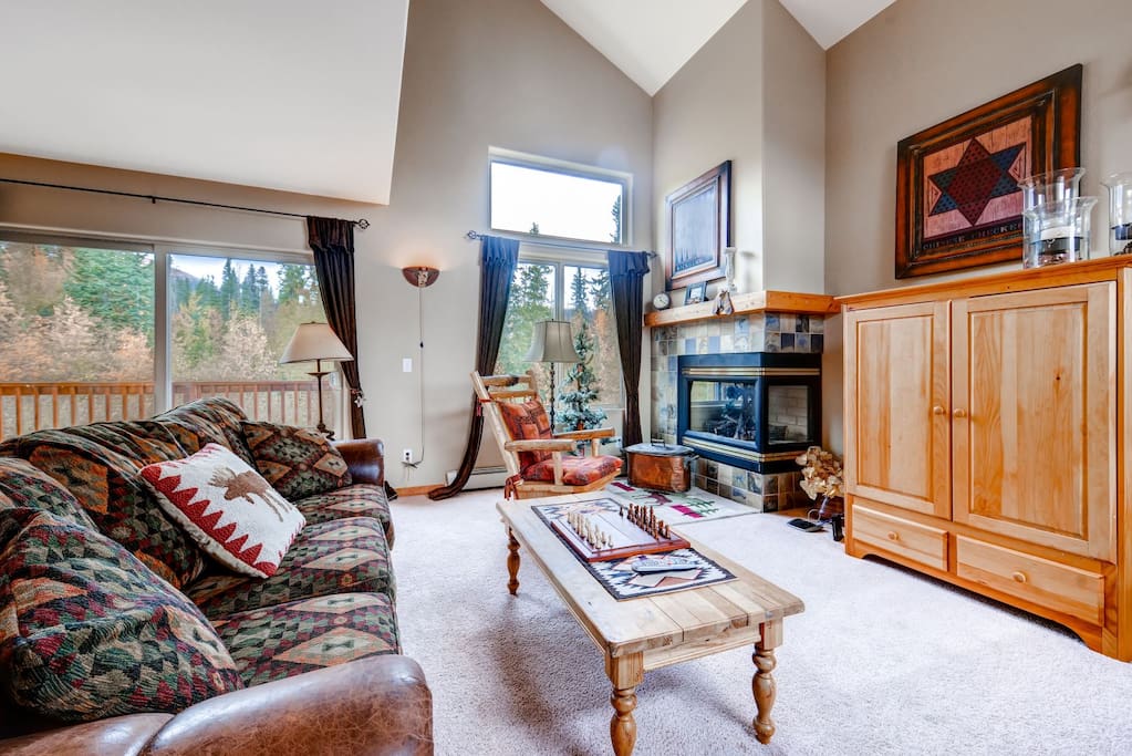 Cozy up to the gas fire place.