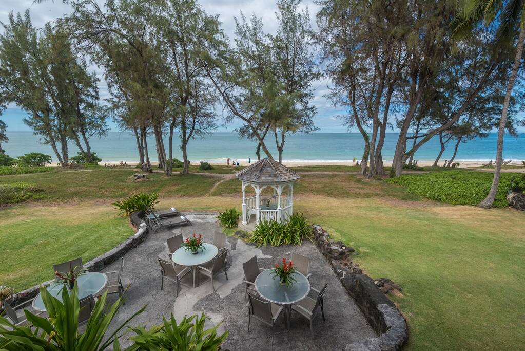 Looking towards the Ocean. The beach is at the foot of your backyard.
