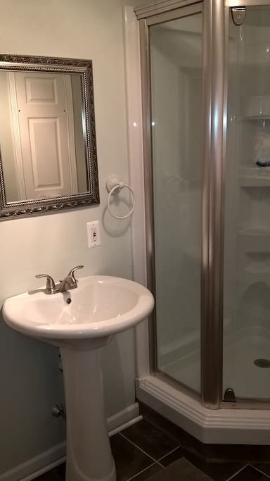 Sink and mirror.