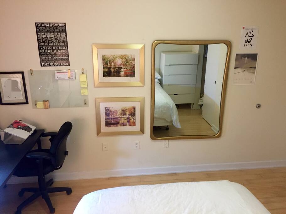 Master bedroom; comes with working printer, desk and chair; double closet, and dresser.