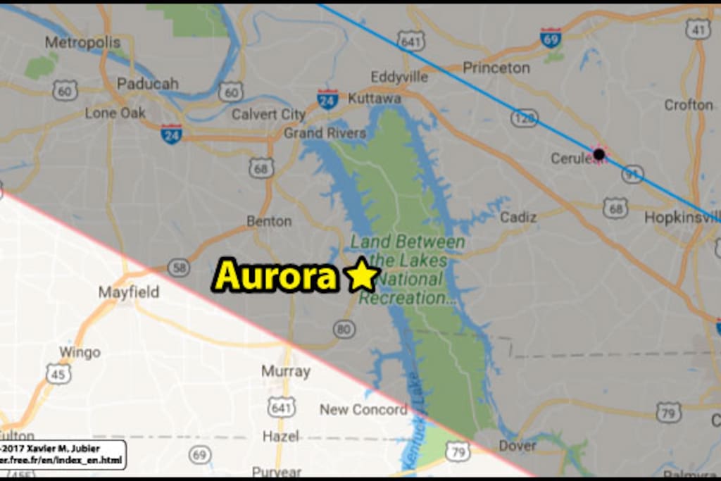 Aurora is 2 hours NW of Nashville, 3.5 hours NE of Memphis, 3.5 hours SW of Lousiville. Adjacent to Land Between the Lakes National recreation area.