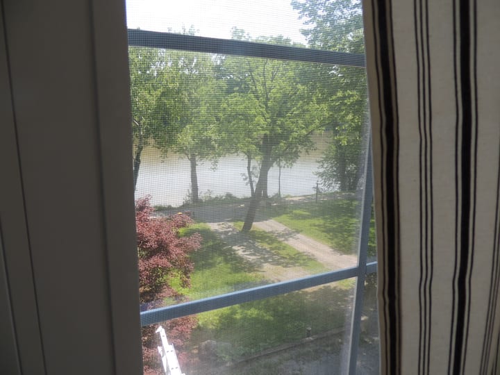 The front bedroom has a spectacular view of the river. 
