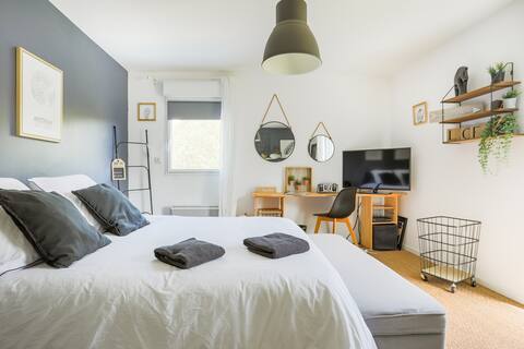 Spacious riverside room with PdJ