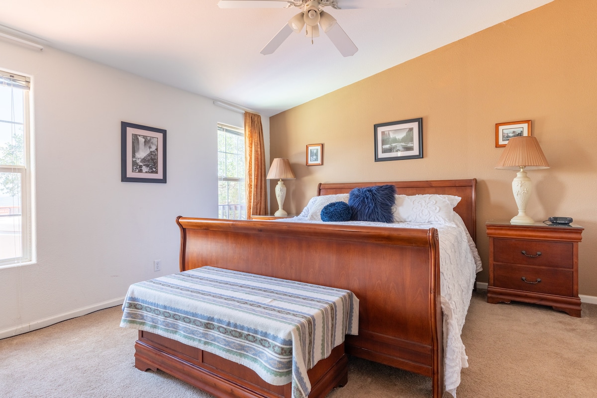 Master bedroom with a full dresser, closet and fantastic views of the Mariposa Valley.