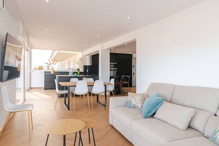 100m2+60m2 Terrasse, 7e Vue 270° Mer, Canaux, Neuf - Empuriabrava