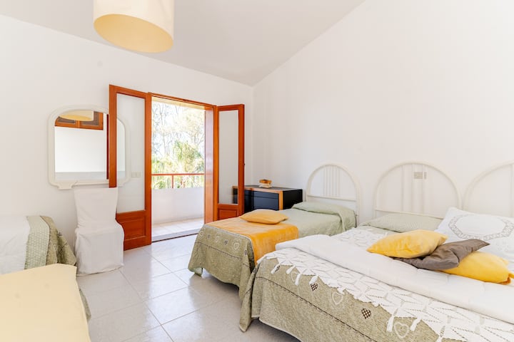 The large room with large terrace offers an enchanting view of the palm garden, the pine forest, the sea with the Aeolian Islands on the horizon and the evocative sanctuary of Tindari. A breathtaking view that combines nature and culture.





