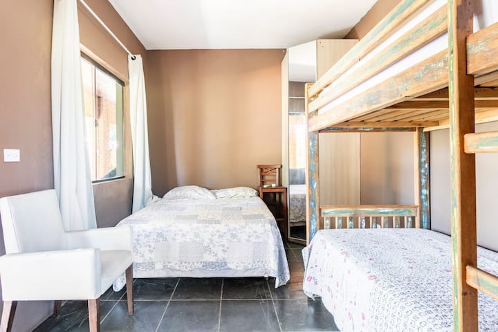 Outdoor suite 1 (double bed and bunk bed) with air conditioning