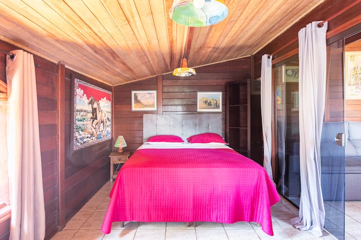 Bedroom 4  with fan and lake view (a queen and a single bed)