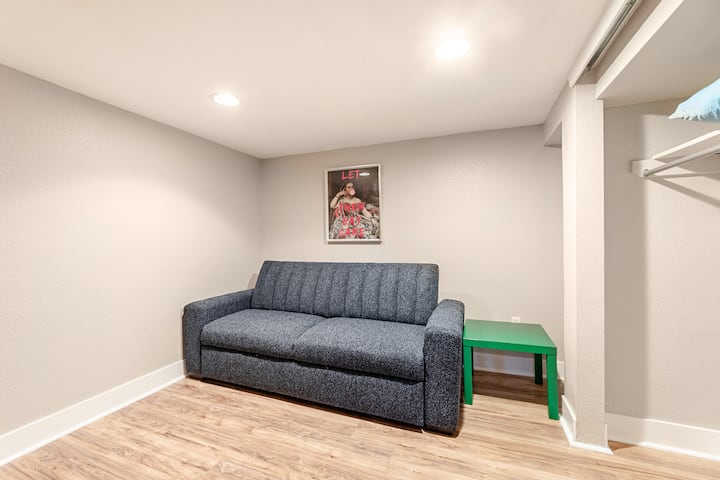Game room with foldout futon if addition space is needed.  