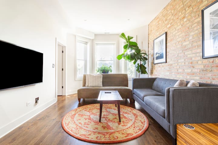 Soft Suede and Warm Bricks at a Stylish Rogers Park Home