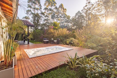 Country house with outdoor hot tub