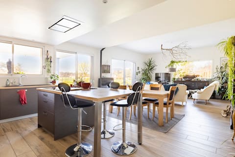 Room with private shower in renovated barn
