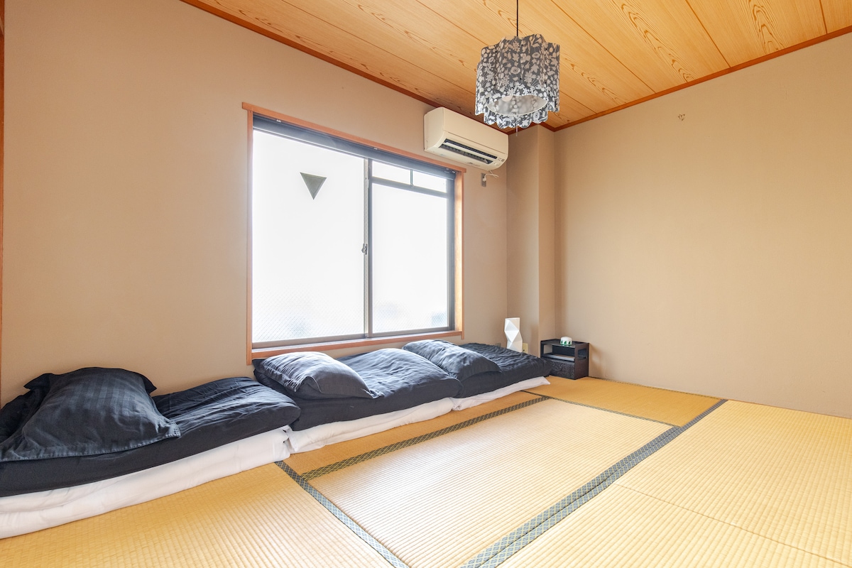 There are 3 single futons.We will be here waiting with clean beddingThere are 2 bedrooms, including this one.