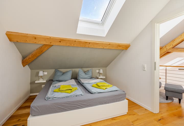 The third bedroom on the 2nd floor with a double bed (1.80 m) and direct access to the second bathroom