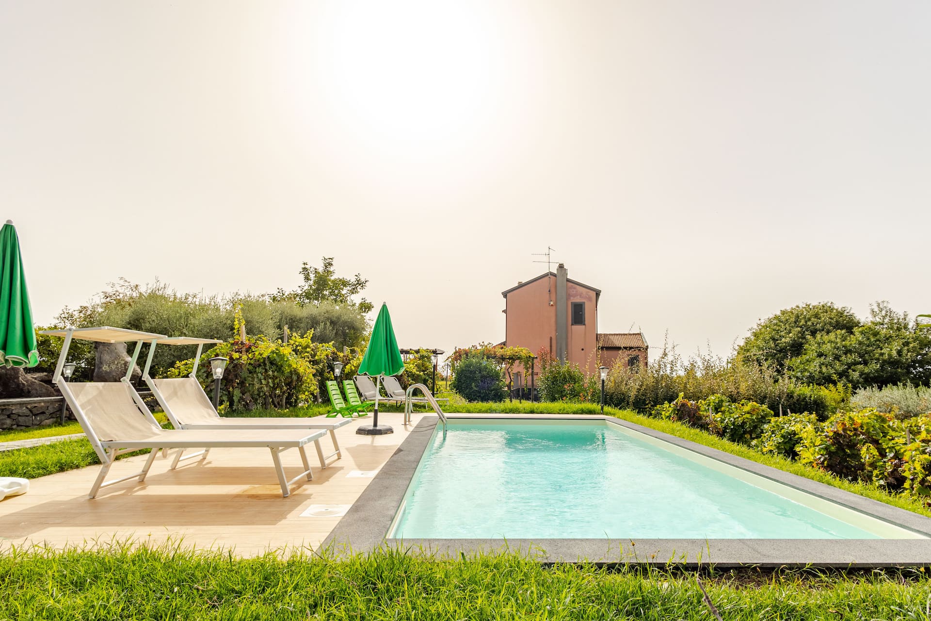 Spectacular view of Etna: swimming pool, vineyard, barbecue