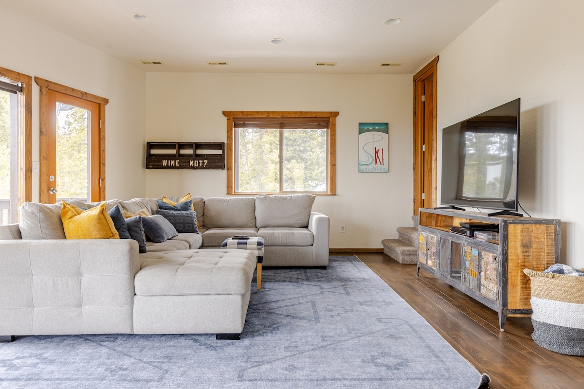 The large sectional is perfect for family movie nights, offering plenty of space for everyone to relax and enjoy together.