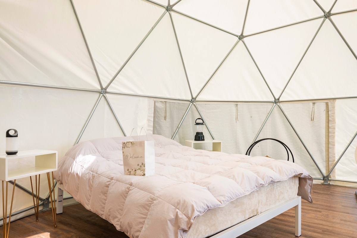 Kitanda cha ukubwa wa malkia kilicho na godoro halisi.