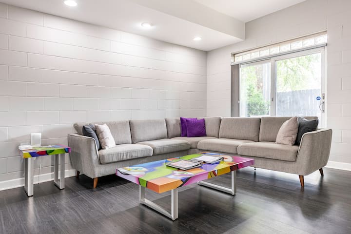 Sonos surround sound speakers controlled by Alexa commands or your phone (Airplay or app) to control music through out condo