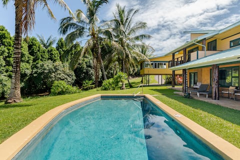 Oceanfront gated estate w/heated saltwater pool.