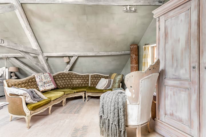 you have your own private livingroom area with the Louis VX sofa