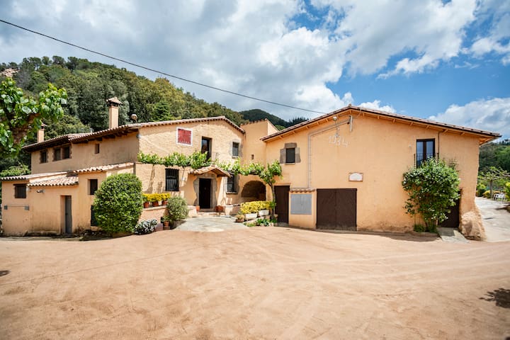 Rural getaway in autumn, chestnuts with the family