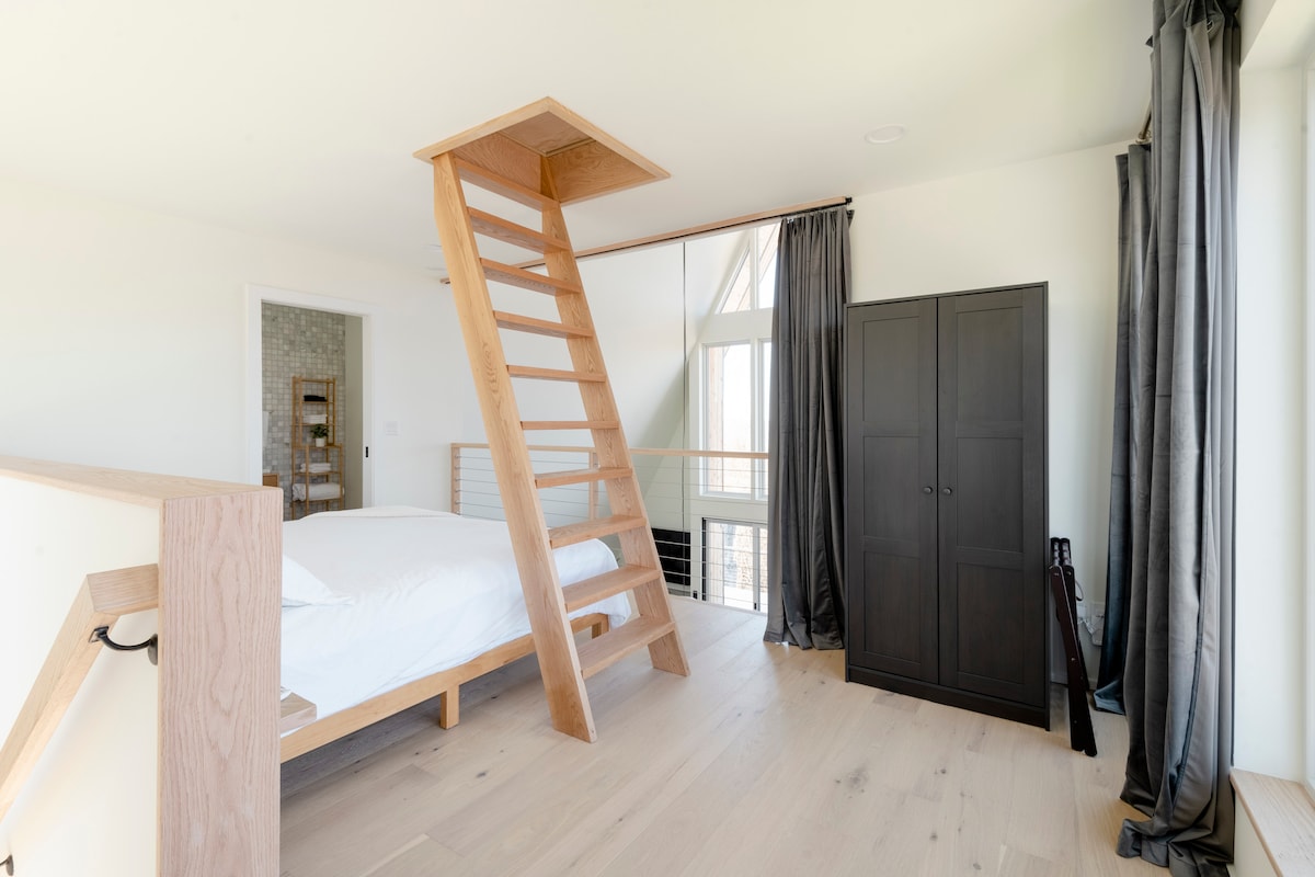 Closet storage, ships ladder to third story.