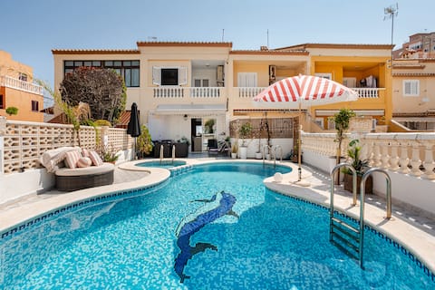 Right on the beach with a private pool!