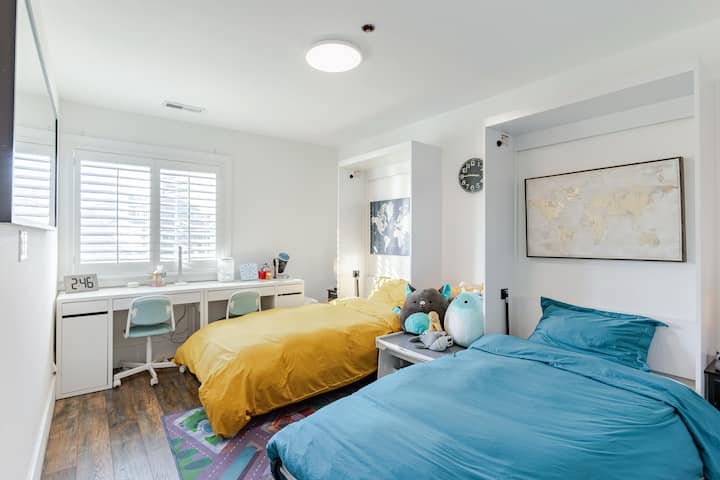 Bedroom #3 with two twin murphy beds down